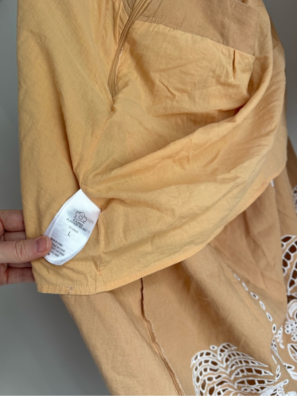 NWOT FARM Rio Tan Embroidered Cotton Skirt Set with White Eyelet - Picture 12 of 13